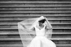 SMU Dallas Bride Wind Blowing Veil