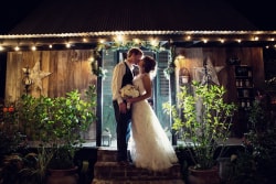 Backlit Nighttime Portrait Bride And Groom Gabriel's House Louisiana