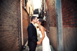 Bride And Groom Kissing In Fort Worth Stockyards