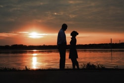 Sunset Silouette Engagement Picture At White Rock Lake