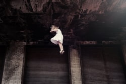 Surreal Portrait Girl Flying At Fort Worth T And P Train Station