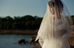 Bride With Veil Over Face At Rock Ledge Park