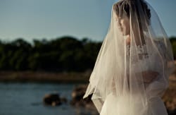 Bride With Veil Over Face At Rock Ledge Park